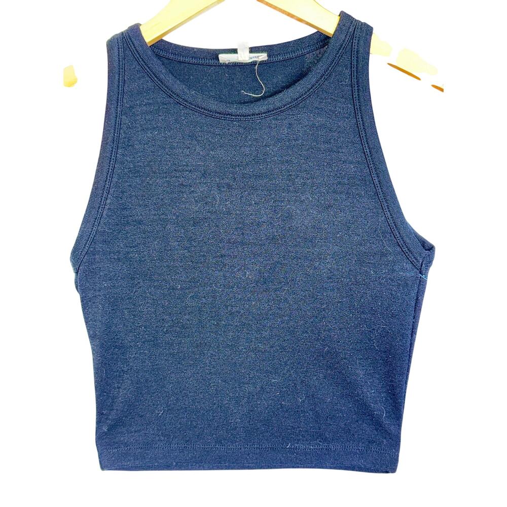 Wilfred Free Aritzia Black Knit Sleeveless Cropped Crop Top Tank Top Size S